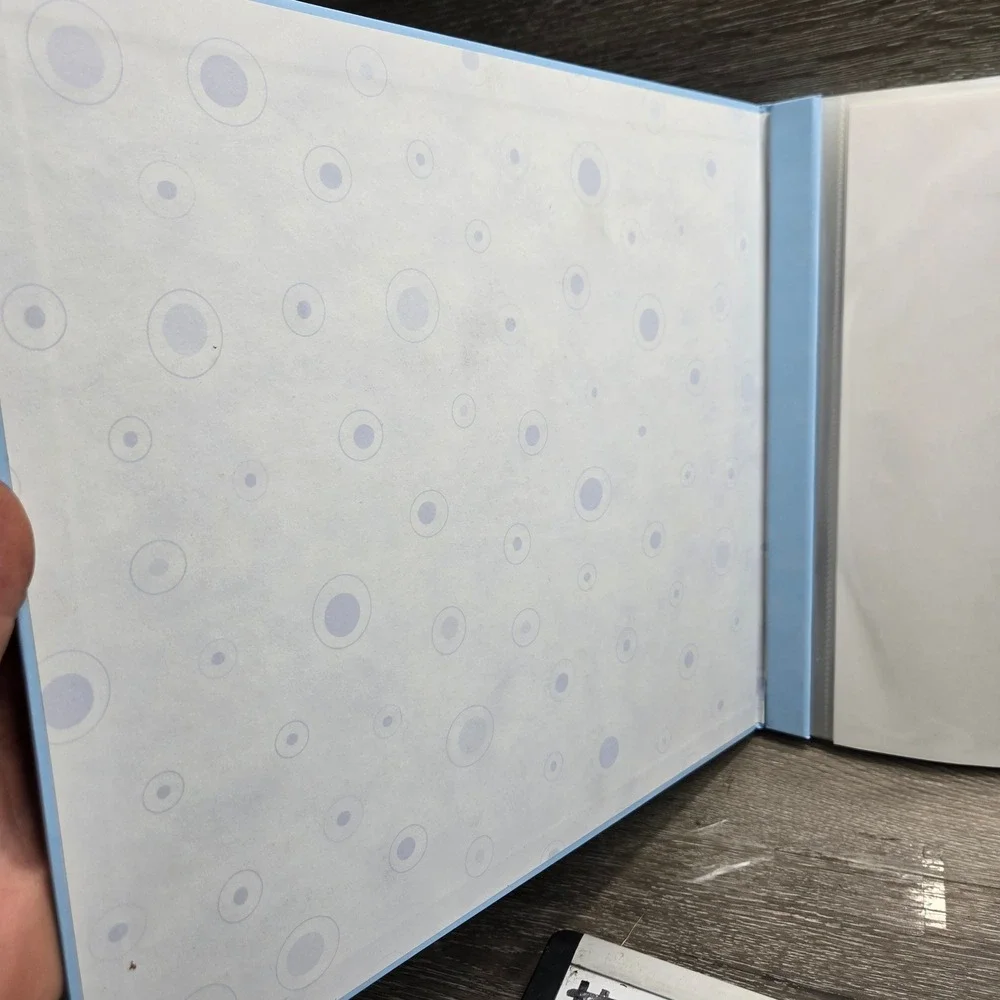 Light Blue Photo Album Scrapbook Memory Hardcover Clear 13x14 Heavy Duty Vintage